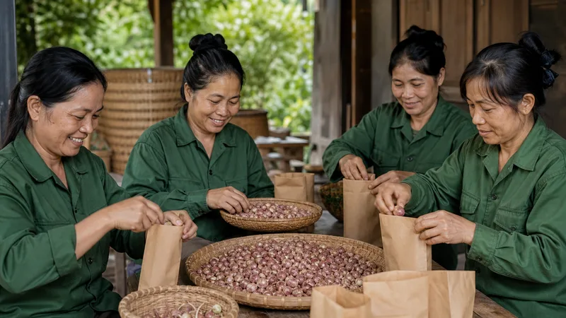 Thành viên hợp tác xã đóng gói sản phẩm sau khi HTX được cấp giấy chứng nhận đăng ký