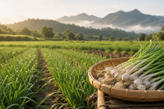Ruộng hành tăm Yên Thủy trong hành trình tạo nên Hành tăm Yên Thủy